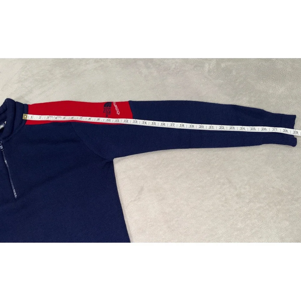 Vintage The North Face Extreme Quarter Zip Knit Sweater Navy Red Mens M
